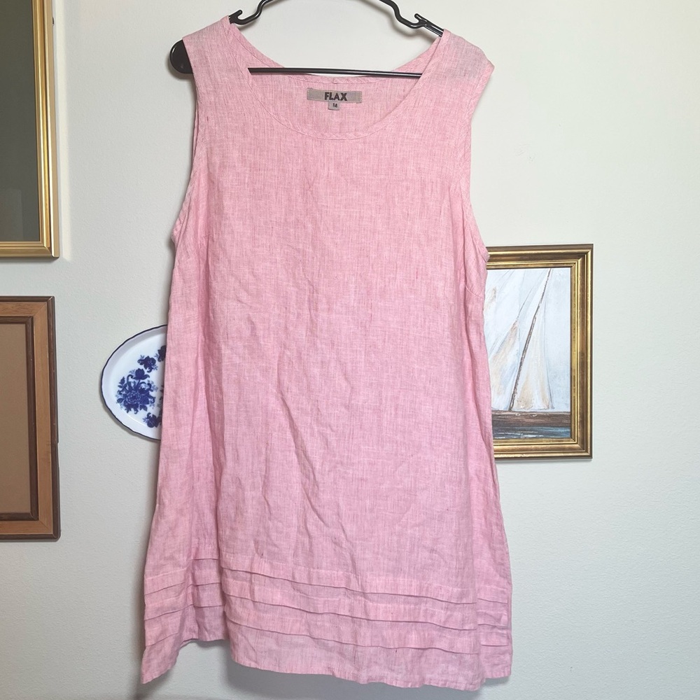 FLAX Blush Pink Linen Dress Medium
